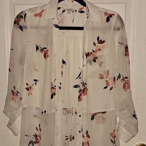 Candie's Cream and Pink Floral Blouse
